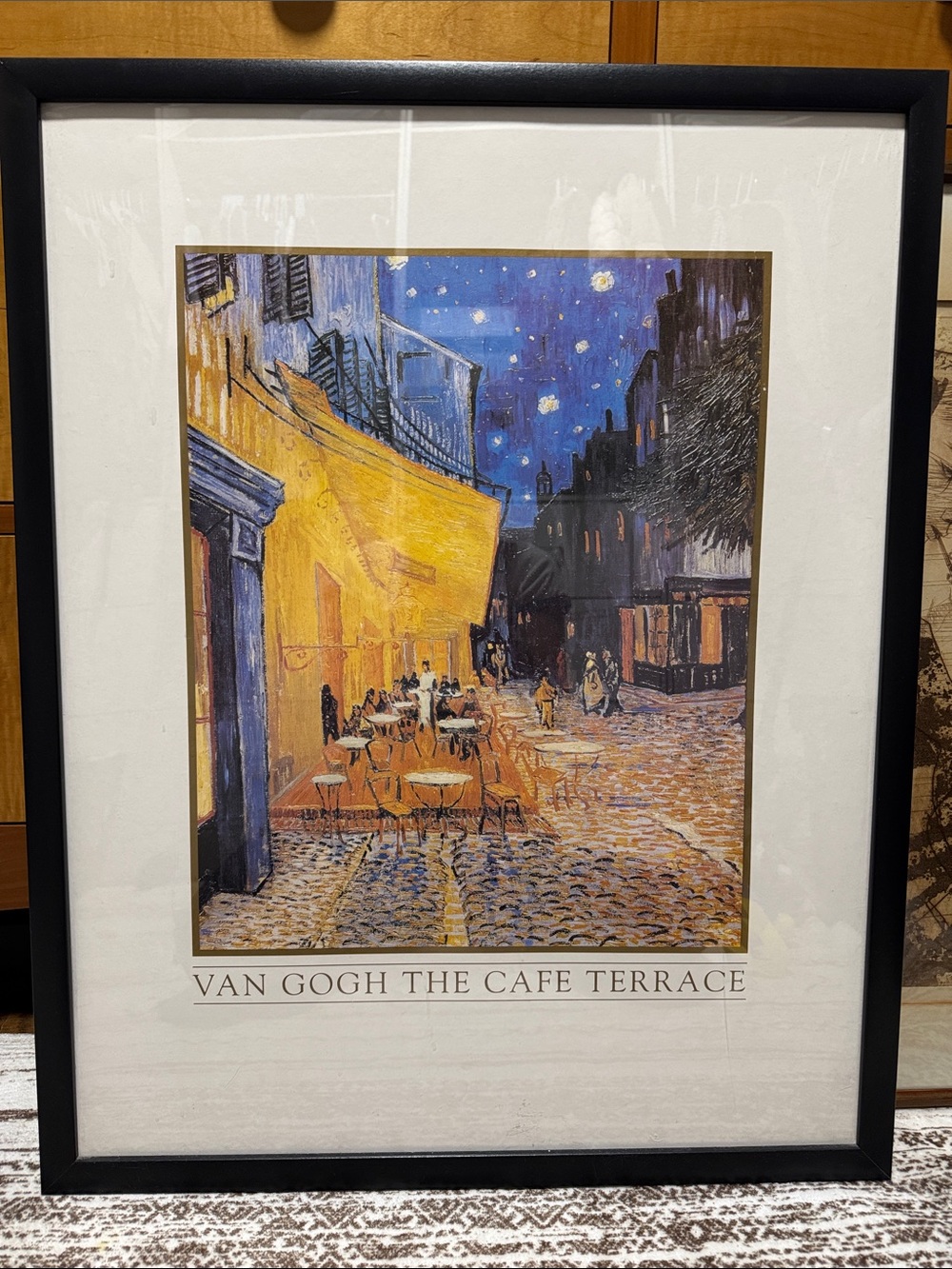 The Cafe Terrace Framed Art Print - Yellow & Blue